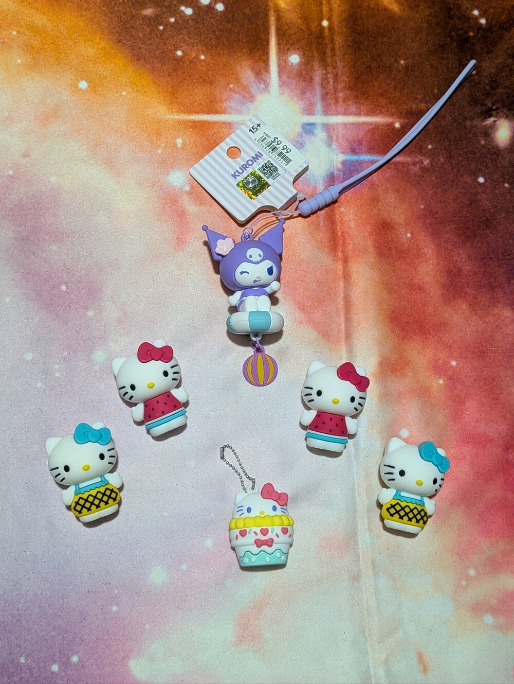 Hello Kitty Figures And Kuromi Keychain